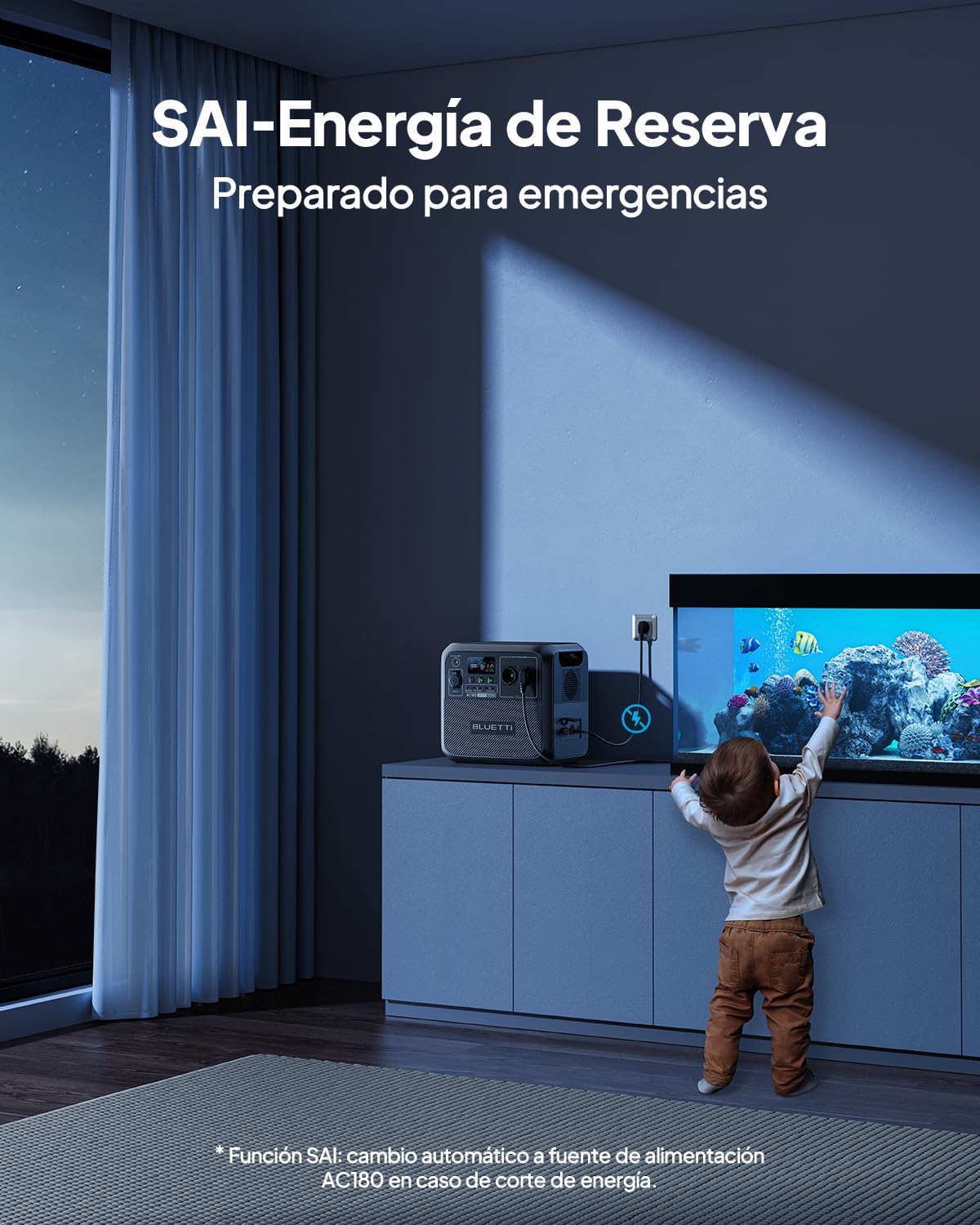 BLUETTI AC180 Generador Solar Portátil, 1152Wh LiFePO4 Batería con 2 salidas AC 1800W (2700W Pico), 0-80% en 45 Min, Estación de Energía Solar para Camping, Viajes, Cortes de Electricidad