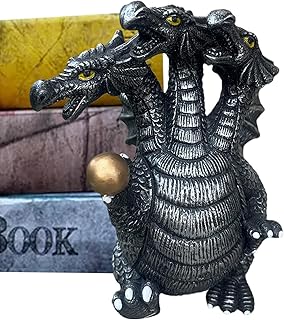 3 cabeças - estatueta dragão rugindo três cabeças renascentista medieval - estátua dragão rugindo, escultura decoração fantasia dragão para jardim, quintal, meninos, meninas Littryee