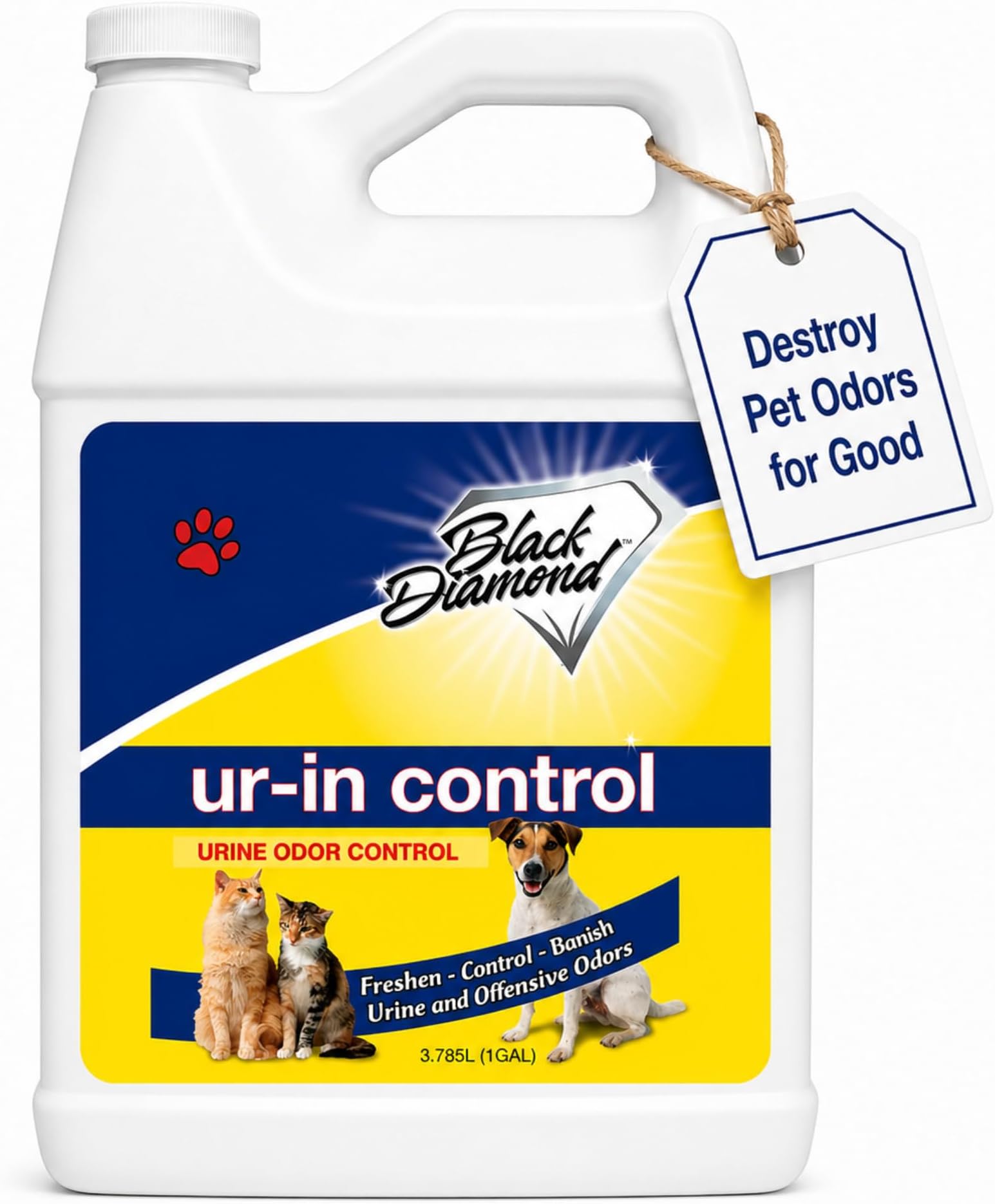 Black Diamond Stoneworks Urine Odor Eliminator – Enzyme Cleaner for Pet Urine, Carpet, Mattress, Furniture & Floors – Removes Dog & Cat Odors at the Source (1-Gallon)