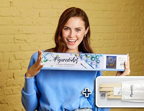 Vista 347 de Figured'Art - Juego de pintura por números, lienzo enrollado sin marco, para manualidades, para adultos, 16 x 20 pulgadas, jarrón de peonías