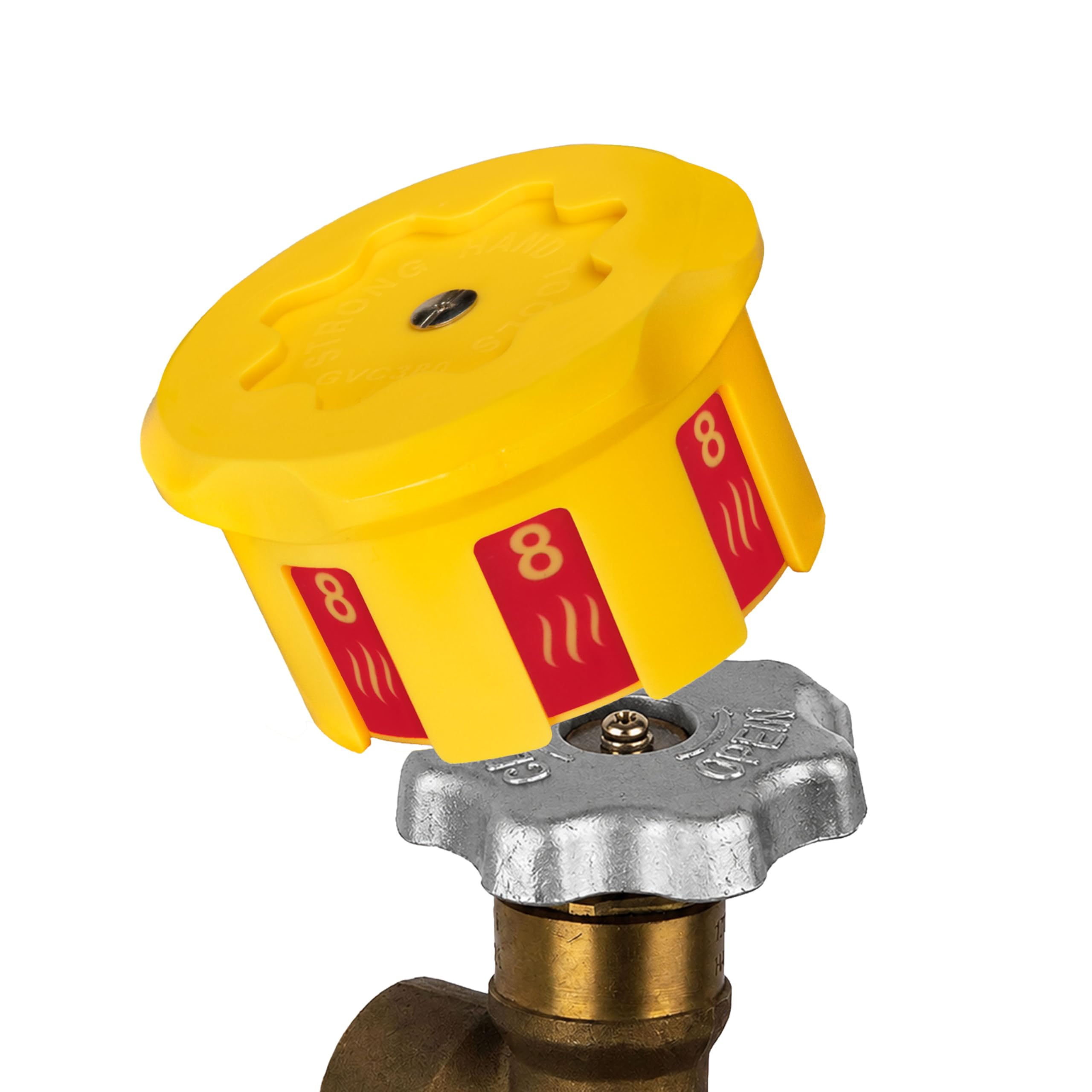 Strong Hand Tools EZ-View Gas Cylinder Valve Indicator, Fits 8 Star Hand Wheel, Gas Saving, Easy Twist, (Red/ON) (Yellow/Off), GVC380, Strong Hand Tools