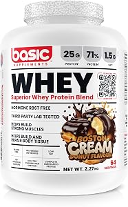 Basic Whey Protein Powder, 25g Protein, Complete Amino Acid Profile, Gluten-Free, Low Fat, RBST-Free, Supports Muscle Recovery & Antibody Health