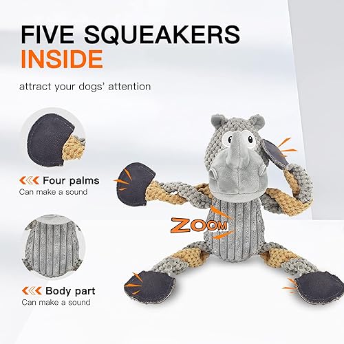 Miniatura 2 de Juguetes chirriantes para perros para aburrimiento y estimulación para masticadores agresivos, juguetes interactivos para perros grandes, juguetes