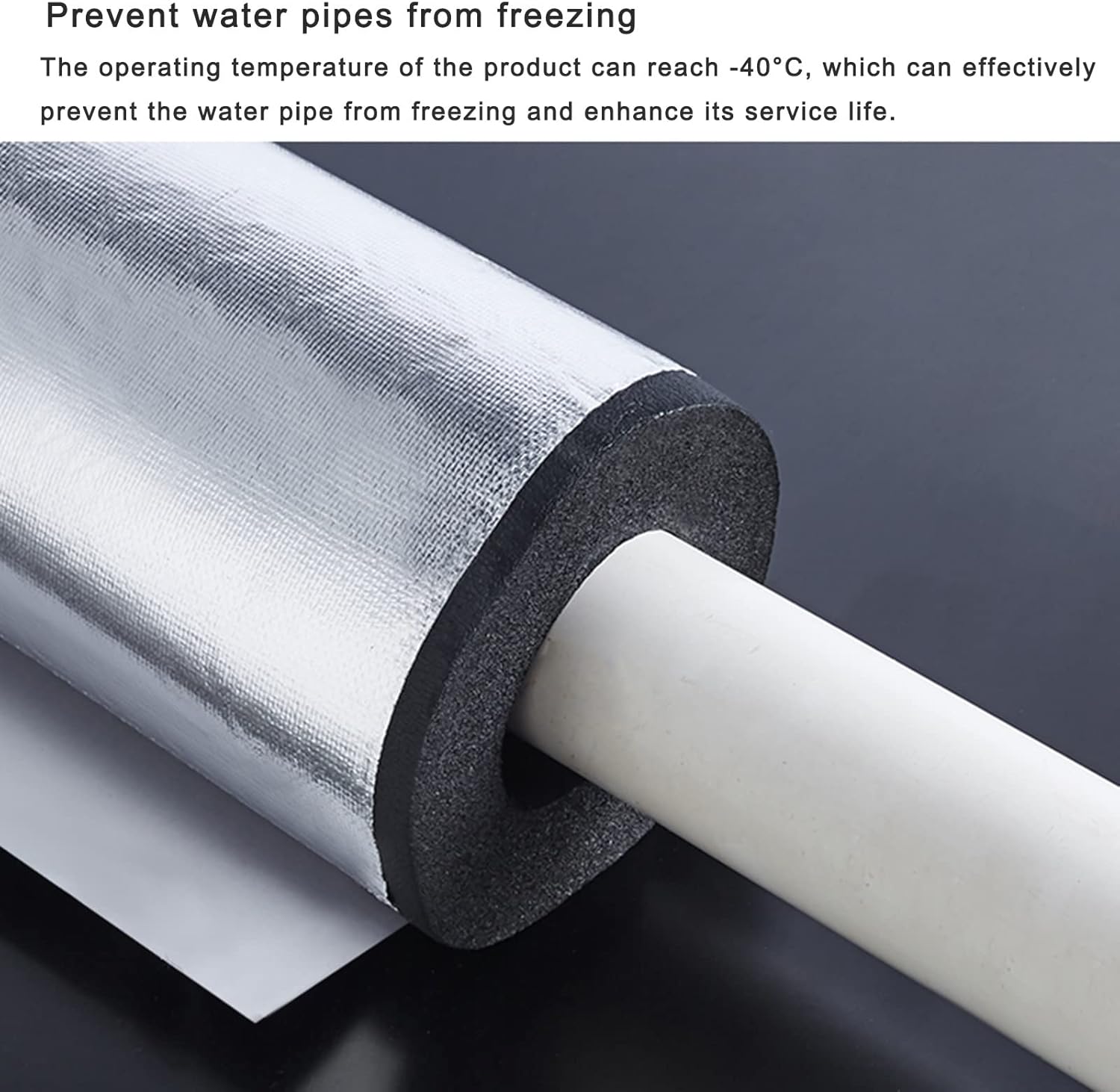 Pipe insulation foam tube,Foam Pipe Insulation Waterproof Fireproof,Self-Adhesive Pipe Insulation Tube with Aluminum Foil,Outdoor Pipe Anti-Freezing Insulation Pipe,0.9m Length Easy to Install ( Color
