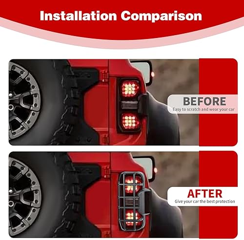 Miniatura 6 de Cubierta protectora de luz trasera Bronco Raptor compatible con Ford Bronco Raptor 2021 2022 2023 2024, accesorios exteriores negros, 2 unidades