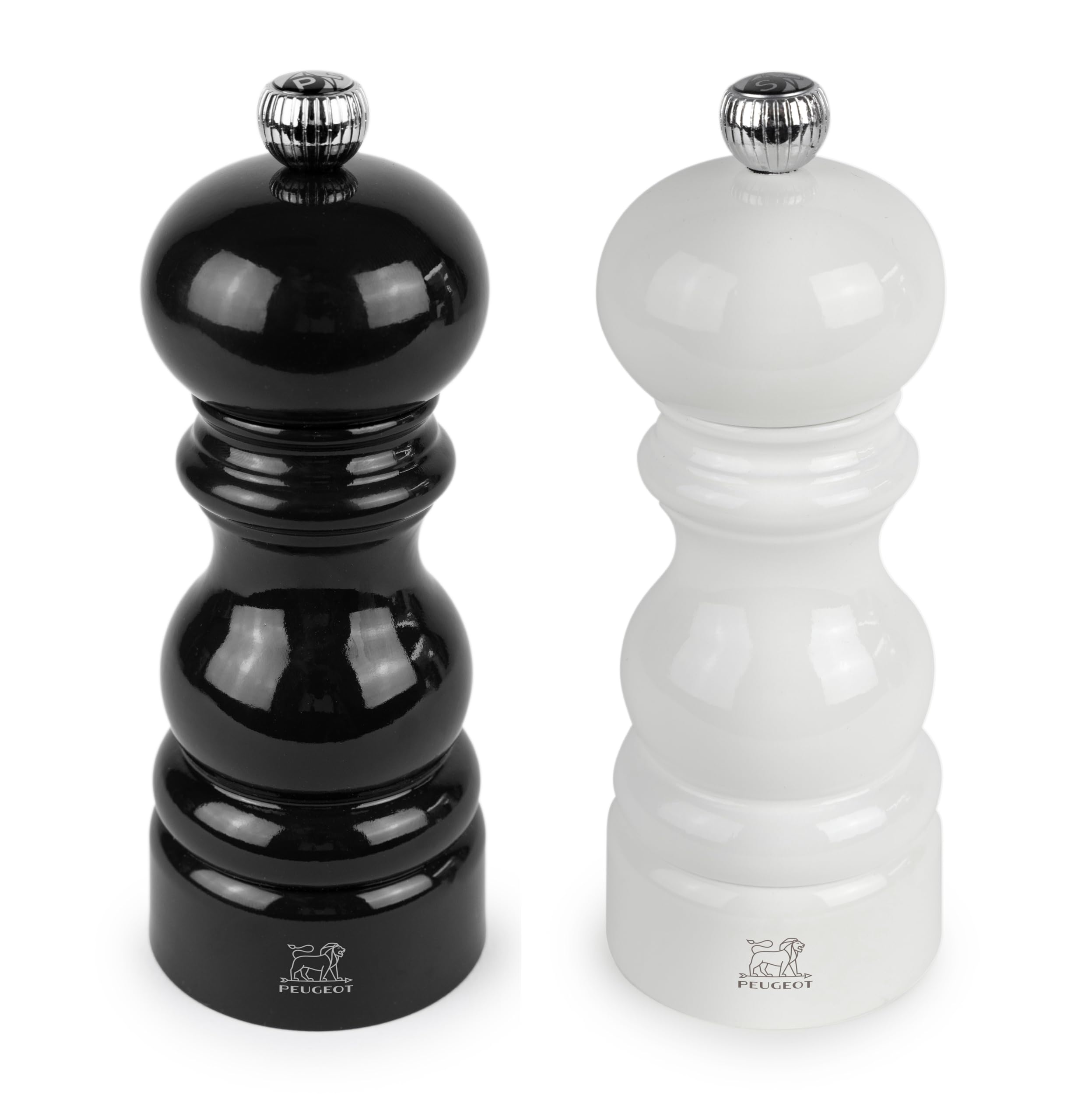 PEUGEOT Duo Paris Moulin à Poivre et Sel 15 cm Bois Revalorisé Noir Blanc
