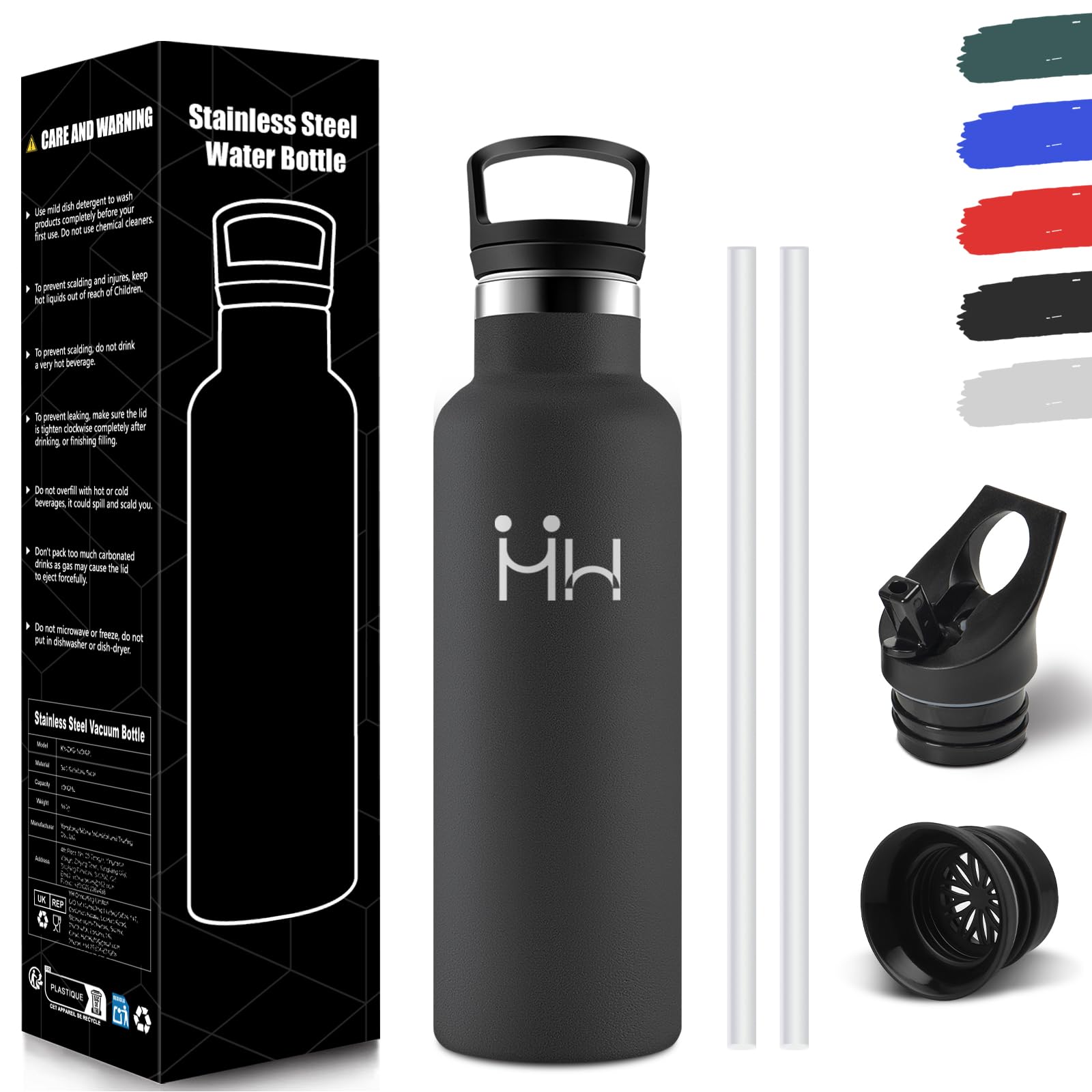 HoneyHolly Borraccia Termica Bambini 500ML, Senza BPA, Bottiglia Termica, Acciaio Inossidabile 18/8, Borraccia Con Cannuccia, A Prova Di Perdite, Borracce Per Scuola, Sport, Ufficio