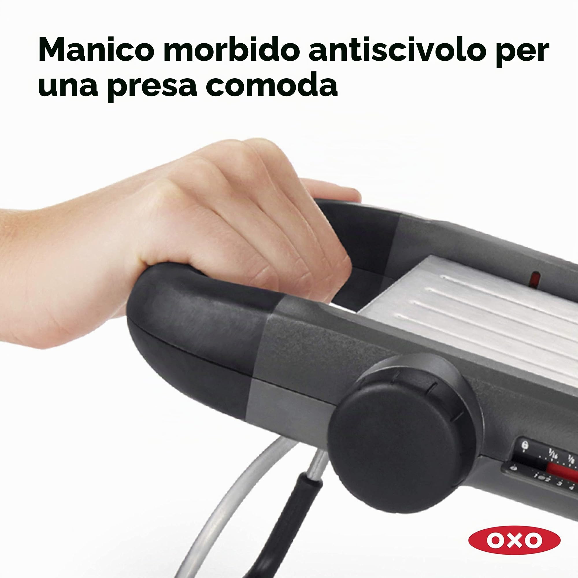 OXO Good Grips - Affettatrice professionale per frutta e verdura 2.0 con lame giapponesi in acciaio inox, colore: grigio