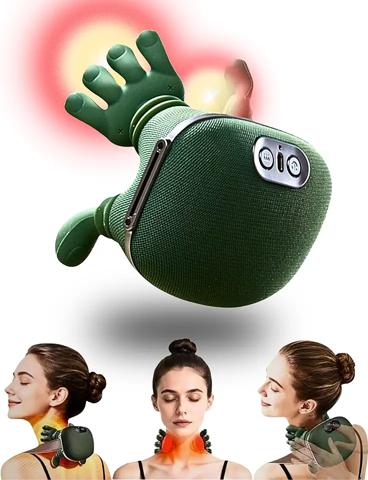 Massageador Elétrico Maozinha Profissional Muscular Para Pescoço Ombros Portátil Silencioso Recarregável Deep 3d Alívio Da Dor Relaxamento Muscular Verde-escuro