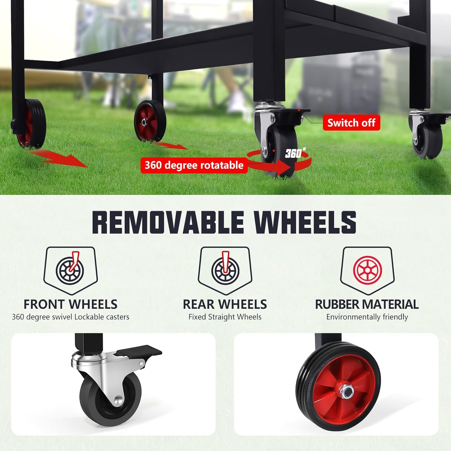 Portable Grill Tables for Outside,Movable Folding Grill Cart with Wheels,Blackstone Table griddle stand with Large Space,Universal blackstone table Fit 17" Or 22" Griddle