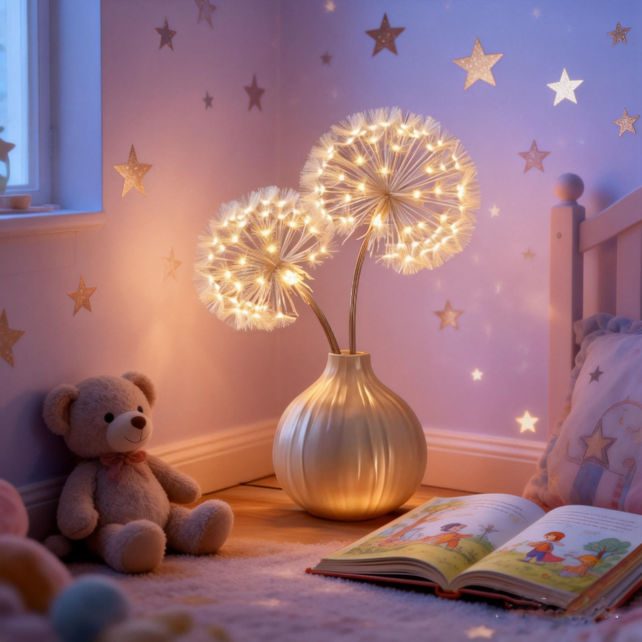 Blissful Bright Dandelions, Dandelion Lamp, Artificial Dandelion Branches with Lights, for Room Fireplace Table Christmas Decor (#2pc) — view 8