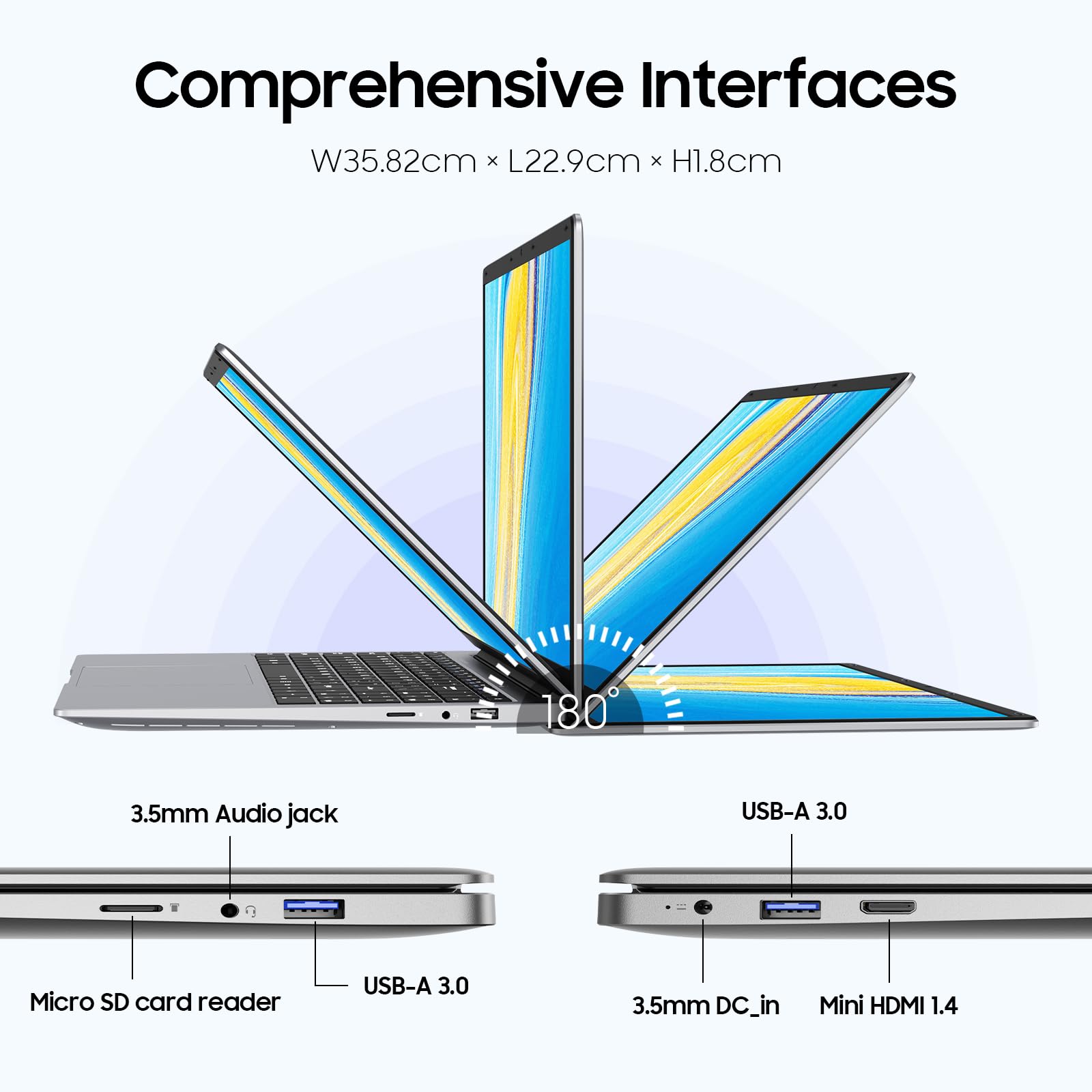 EYY 15.6" Laptop Computer, Laptops with 8GB RAM 256GB SSD, 100% sRGB Screen, Celeron N4000 Processor(up to 2.6GHz) Notebook, Dual Band WiFi丨BT 4.2丨HDMI丨Long Battery Life