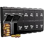 7 Day Extra Large Pill Organizer 2 Times a Day, Weekly Pill Box Twice a Day, XL AM PM Pill Case, Oversized Daily Medicine Organizer for Vitamin, Big Pill Container (Black)