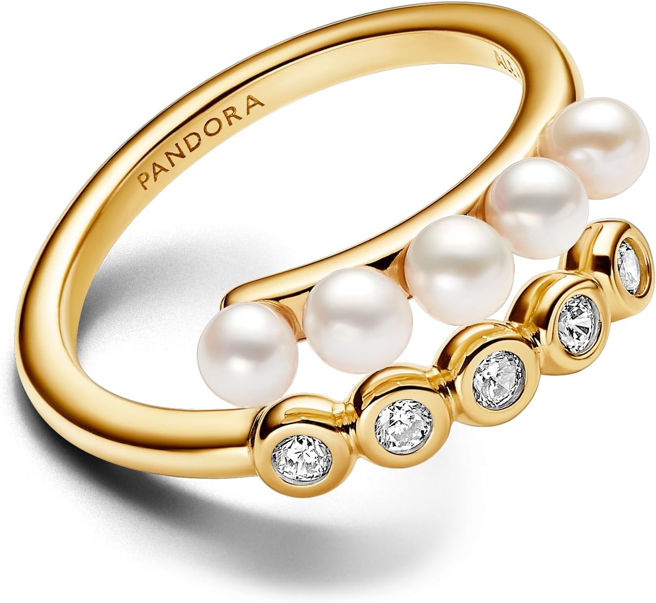 Pandora Treated Freshwater Cultured Pearls & Stones Open Ring 163146C01-52