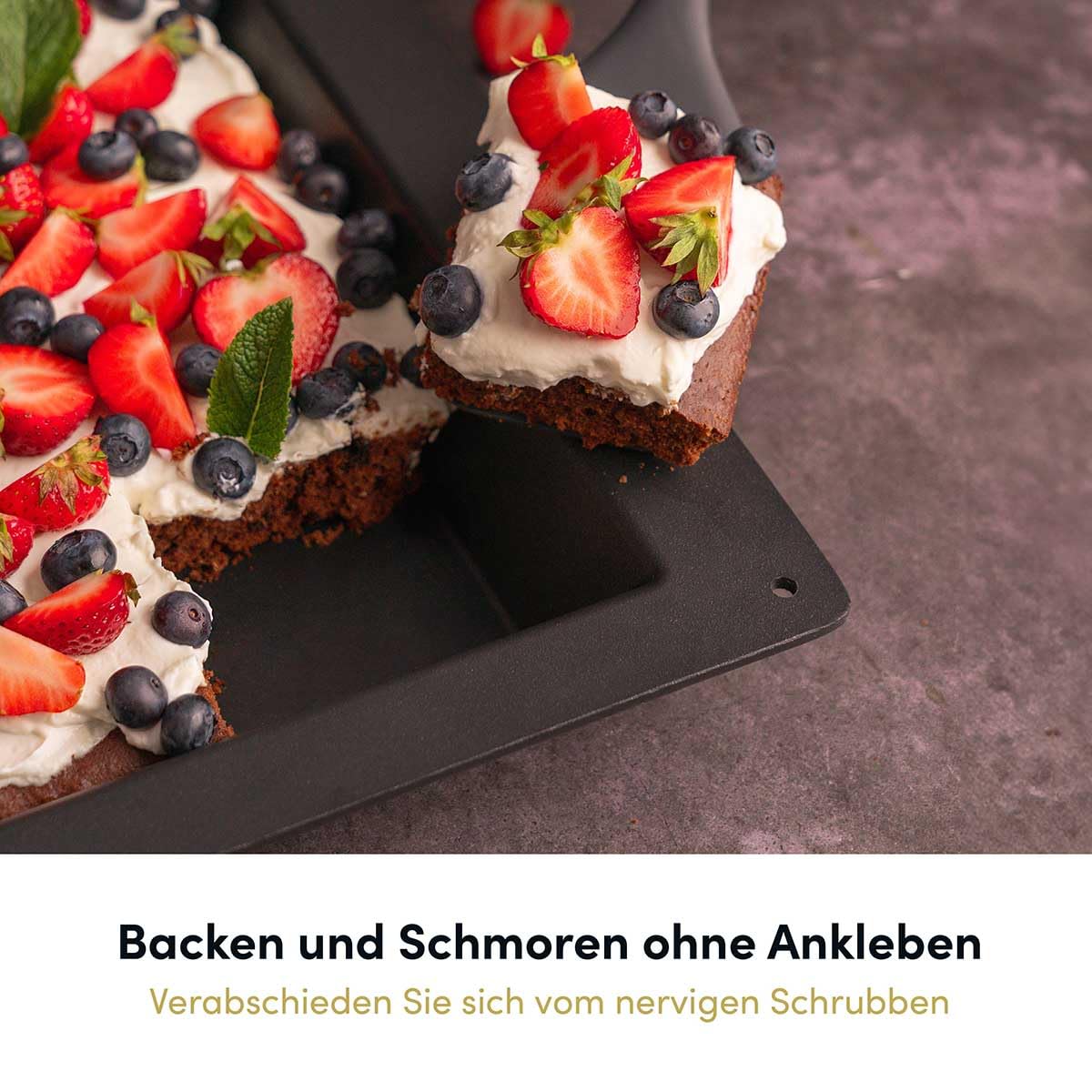 Hoffmann Antihaft-Backplatte massive Ausführung, 4,5 cm Innenhöhe – fettfreies Kochen, bis 250 °C backofentauglich, Backblech passend für alle gängigen Hersteller/made in Germany (465x360 mm)