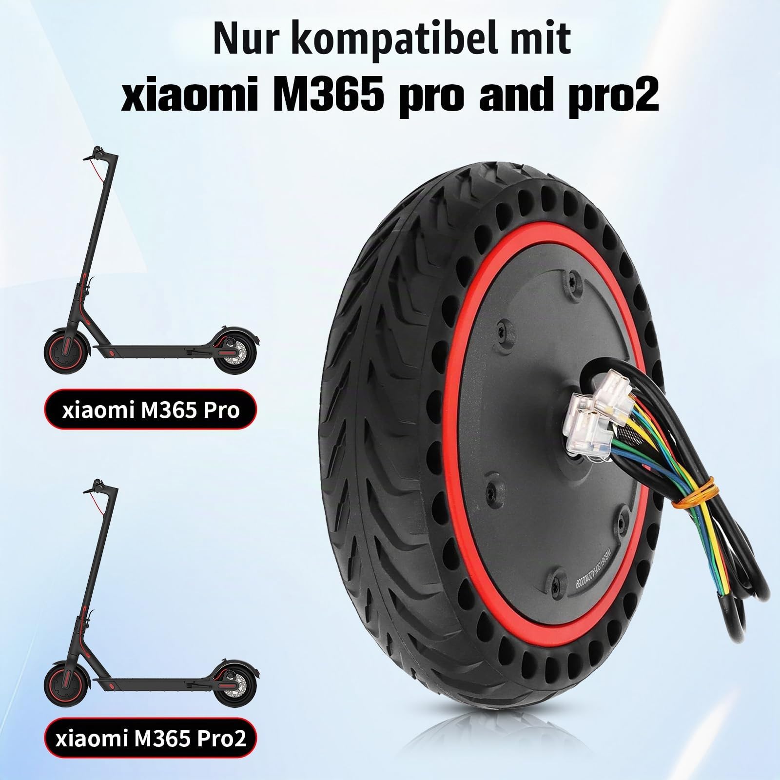 E Scooter Motor für Xiaomi M365 Pro Pro2, mit Vollgummireifen, 8.5 Zoll-Elektroroller Brushless-Radnabenmoto, 36V 350W, für Xiaomi Pro Pro2 Ersatz der Antriebsräder