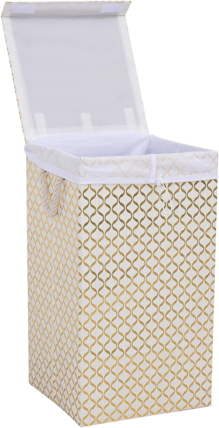 Polecasa Extra Large Laundry Basket with Lid and Removable Mesh Laundry Liner Foldable Laundry Hamper for Laundry, Bedroom, Bathroom, Dorms, and Hotel Room.(Gold, 75L)