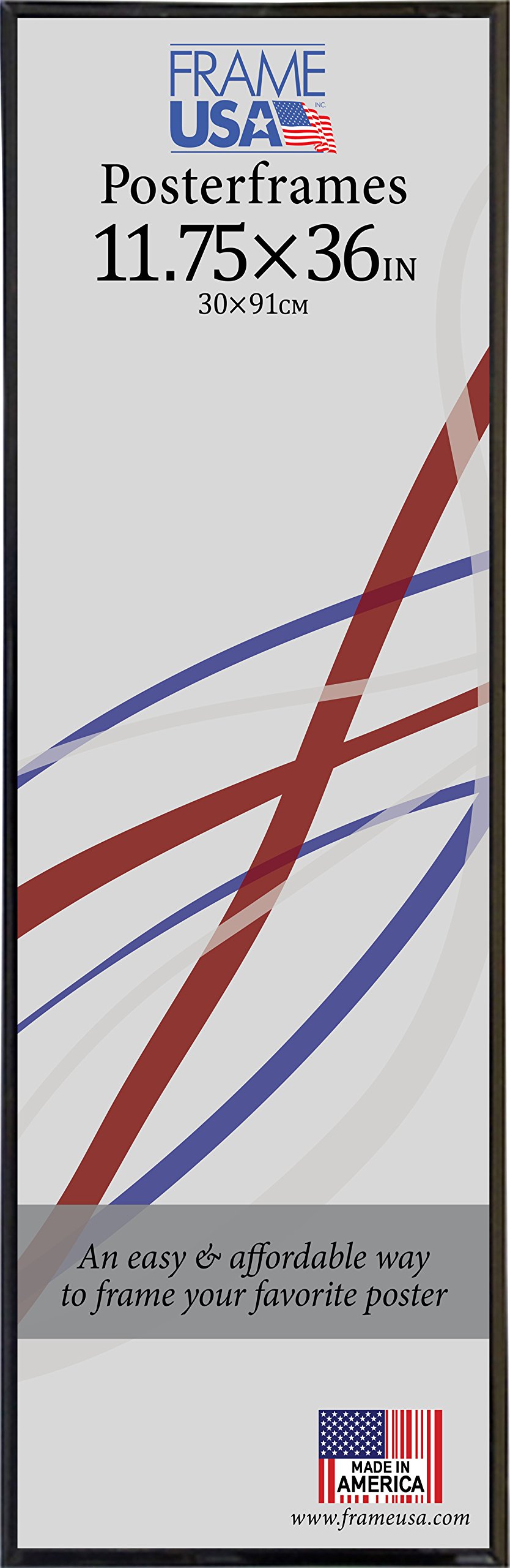 FRAME USA 11.75x36 Corrugated Backing Poster Frames (Black), Made in America