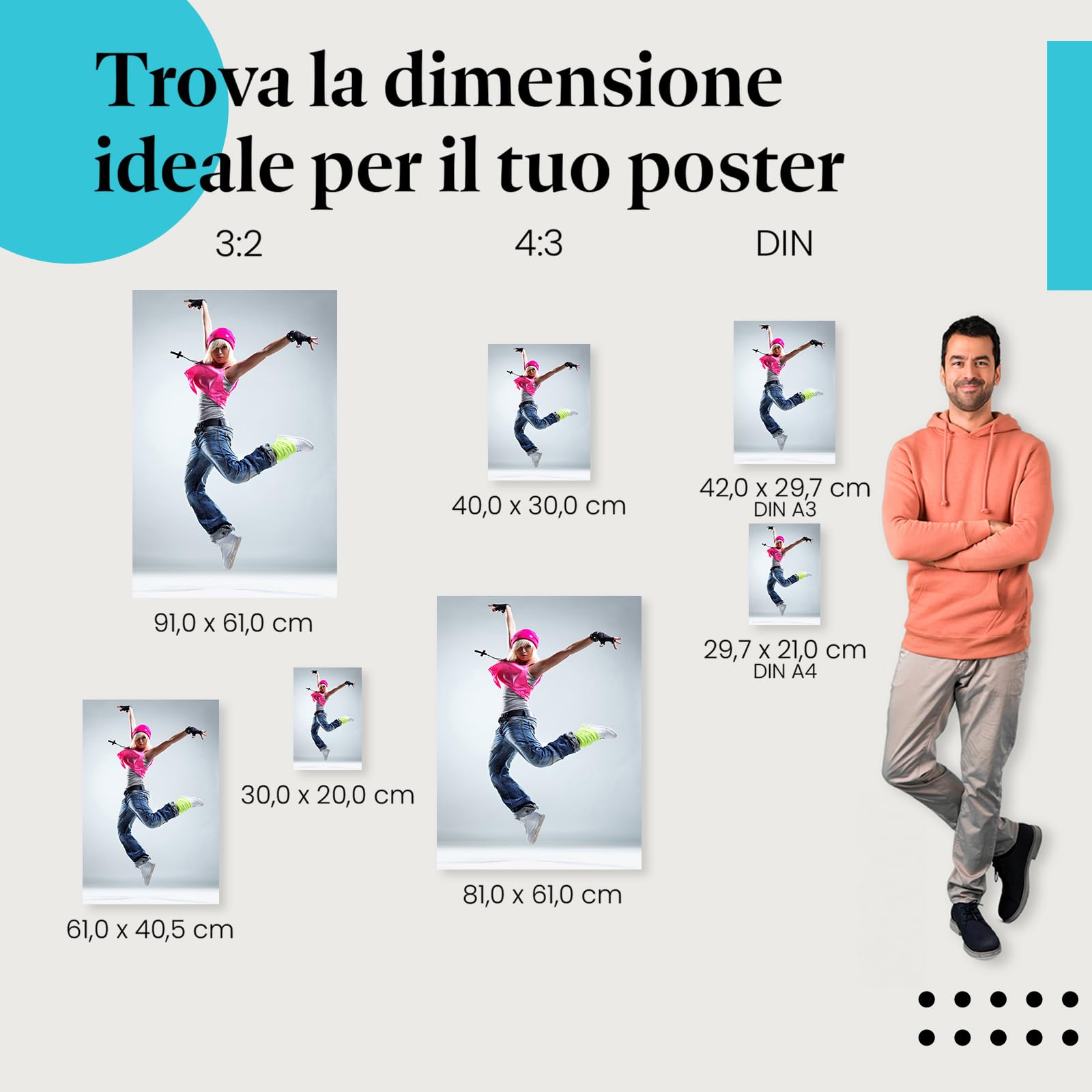 Postereck - 3411 - Hip hop, danza, musica, donna, sport, salto - Decorazione da Parete, Stampa Artistica, Arredamento Interni, Stampa Fotografica - Tela - 100,0 cm x 75,0 cm