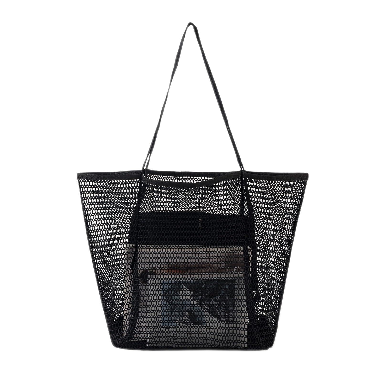 NLAND Bolso de Playa Mujer Grande Bolso de Malla con Bolsillo Bolso de Nailon para Viajes Natación Compras Shopping Bag
