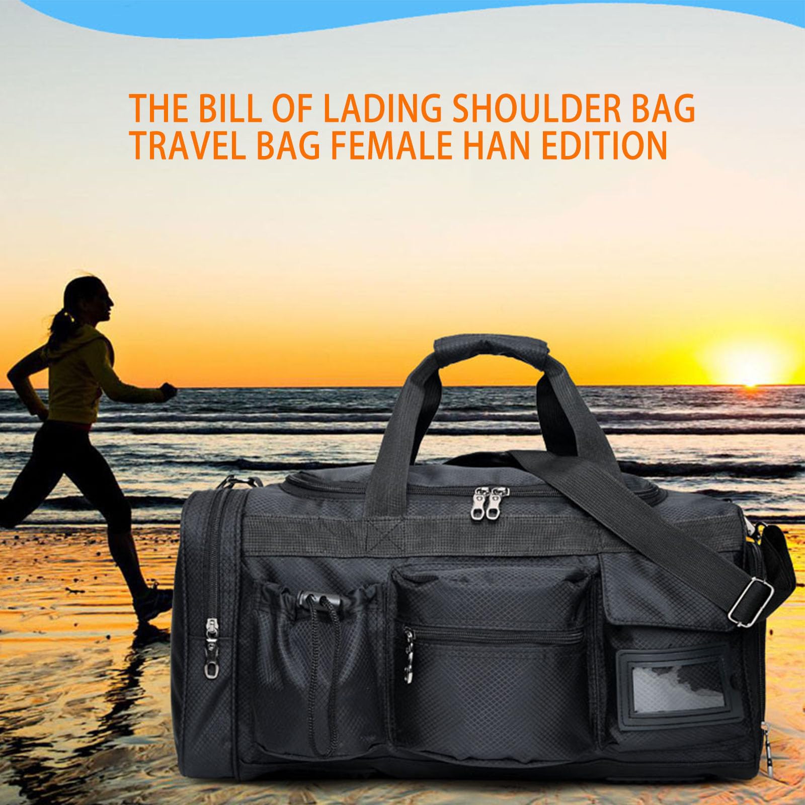 Borsa da palestra per uomini e donne, borsone sportivo da 45 l, con tracolla regolabile e scomparto per scarpe, borsone sportivo resistente e impermeabile, per viaggi, sport, fitness., Nero , M