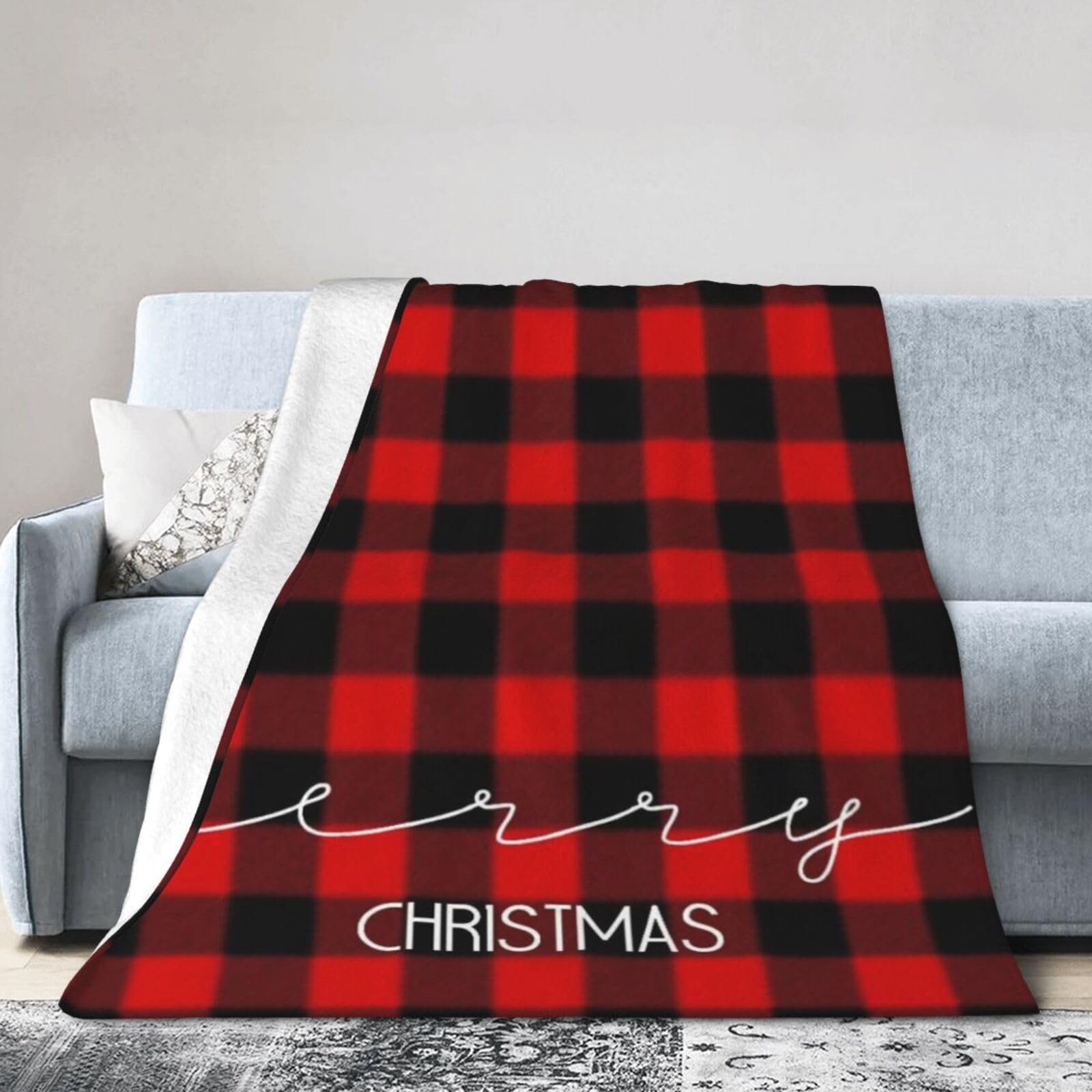 ERTDFXCV Christmas Plaid Blanket 60"x50"