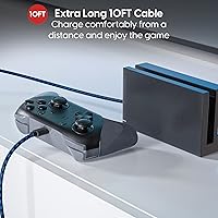 Vista 3 de TALK WORKS USB-C Charger Cables for Nintendo SwitchLite + Switch OLED & Pro Controller - 10ft Long Nylon Durable Braided USB Type C Charging Cable