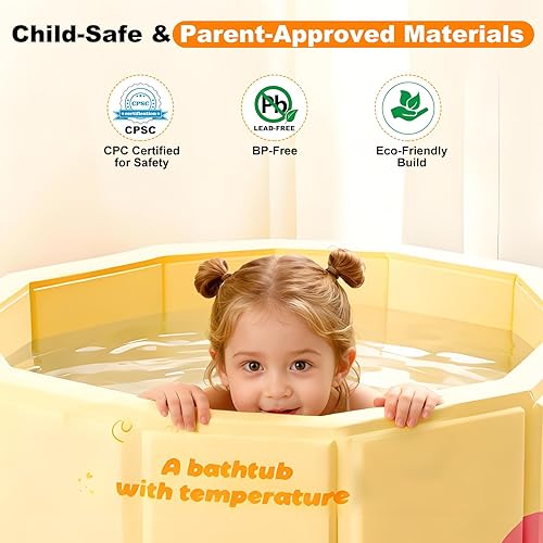 Miniatura 7 de Bañera portátil para niños de 27.5 x 31.5 pulgadas, plegable, sin instalación, bañera de hielo para cabina de ducha, baño caliente, bañera de pie