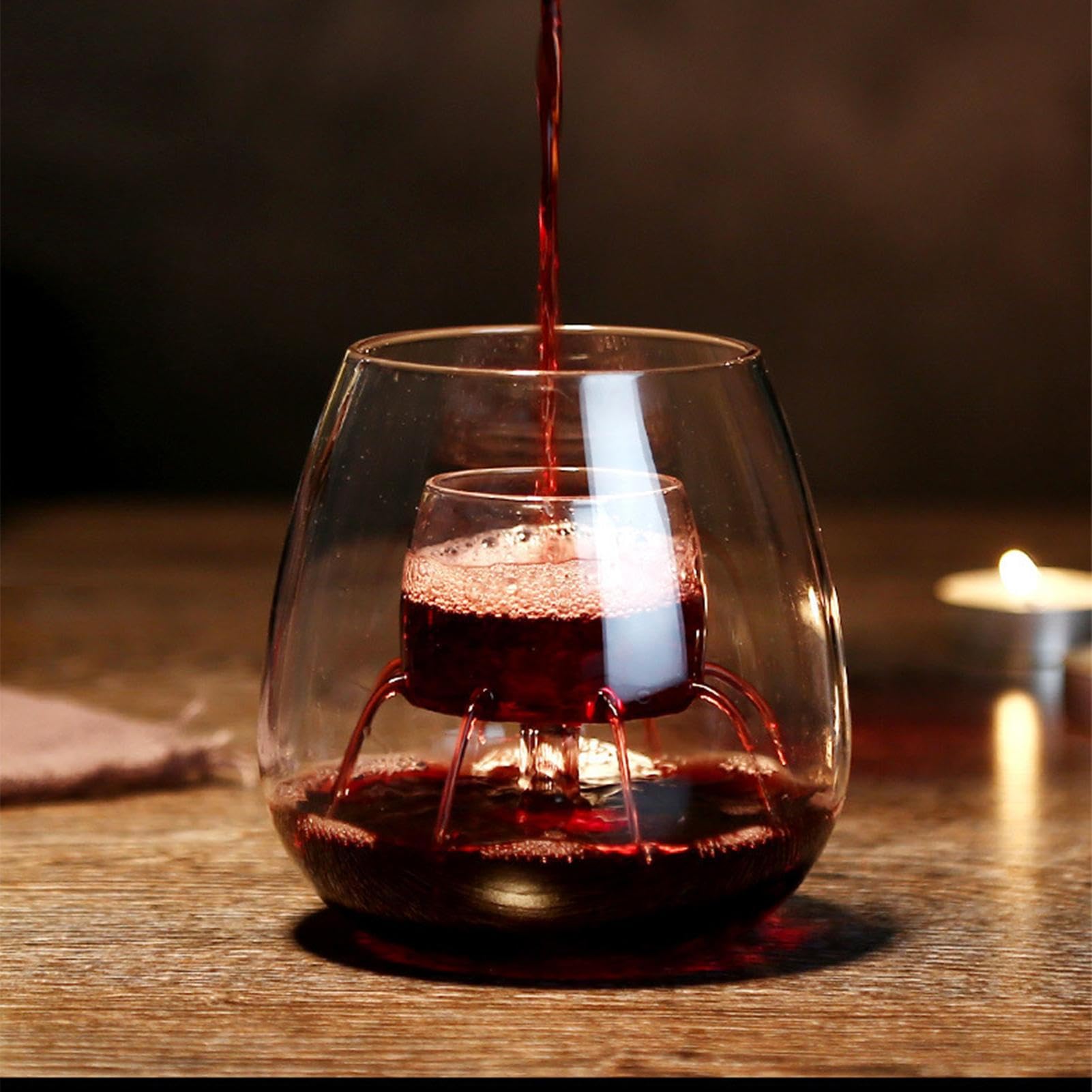 Belüften Weinglas - Belüften Zubehör | Transparent Brunneneffekt | Weinkaraffe Set für Rot, Kaffee, Tee
