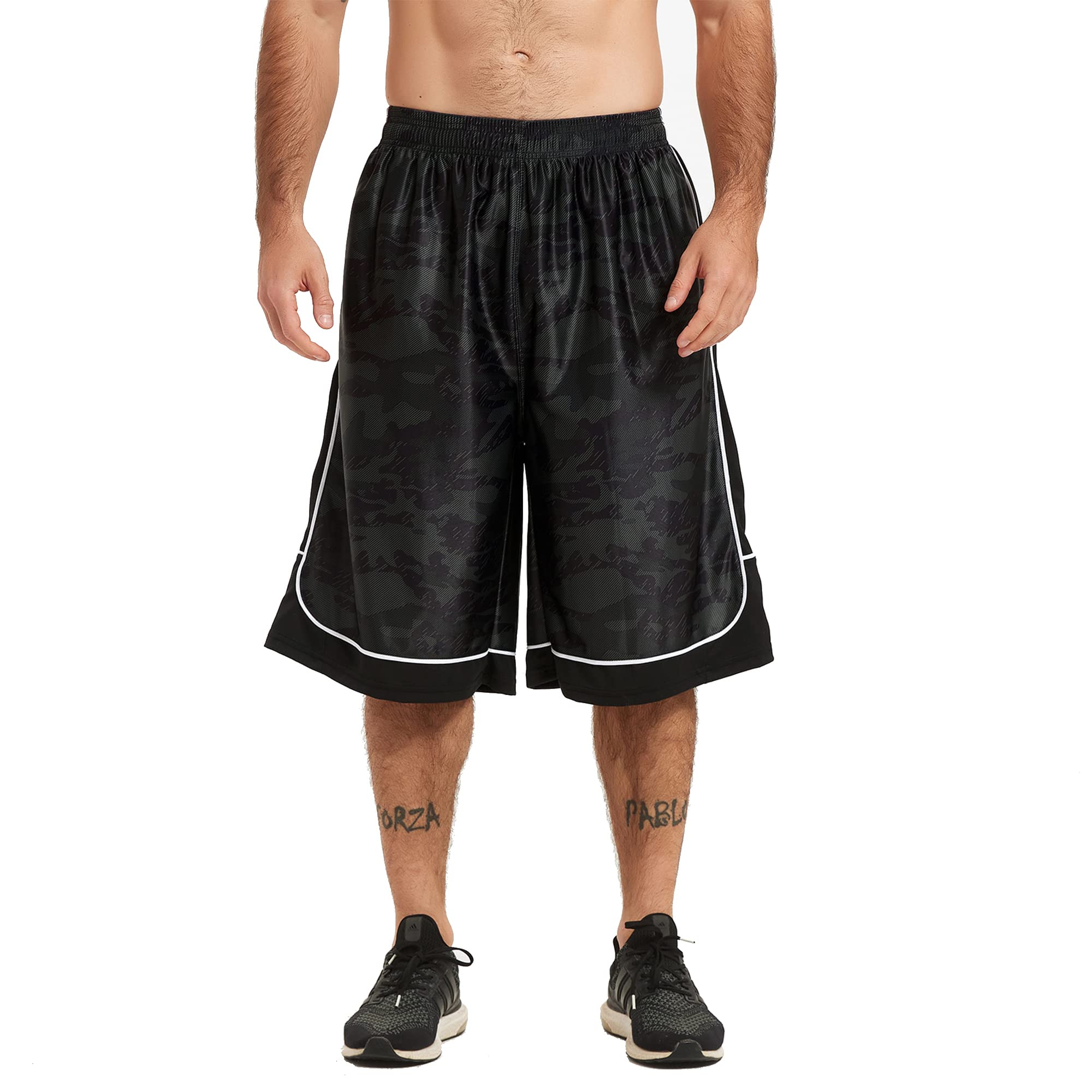 HQUEC Mens 12 Athletic Shorts Long Basketball Workout Shorts Below Knee Loose-Fit with Pockets