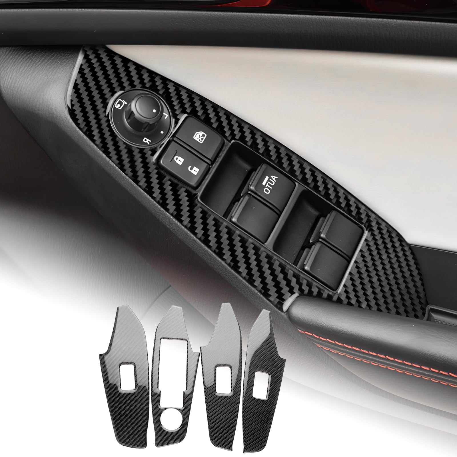 AIRSPEED Carbon Fiber Center Console Door Window Button Frame Cover Interior Trim for Mazda 3 Axela 2014 2015 2016 2017 2018 Accessories, Black