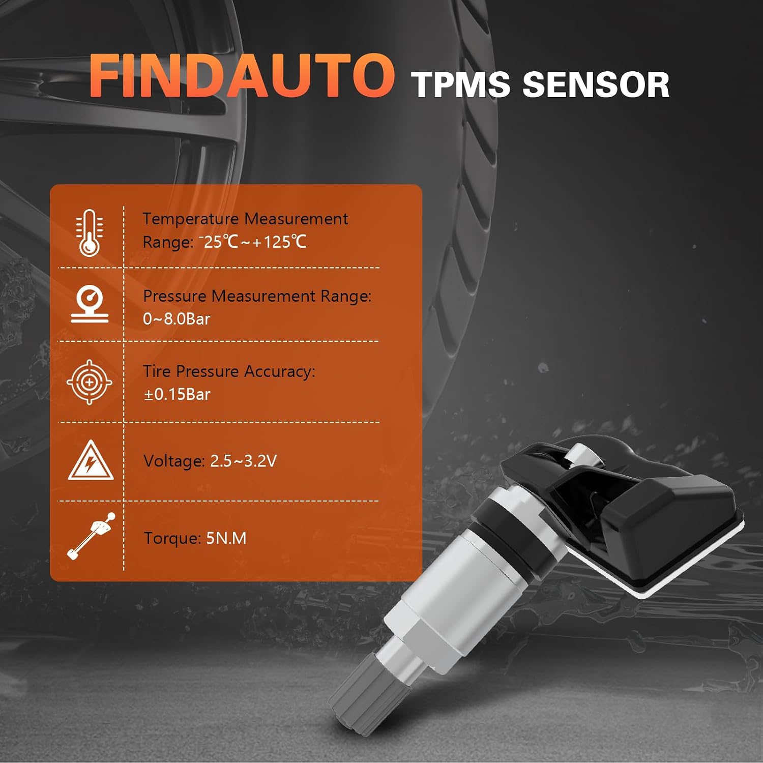 FINDAUTO Tire Sensor, 433MHz Aluminum Tire Pressure Monitoring System TPMS Sensor 2009-2021 For Chrysler 2008-2021 For Dodge 2011-2021 For Jeep 2011-2015 For Ram 56029398AA 68241067AA 4Pack