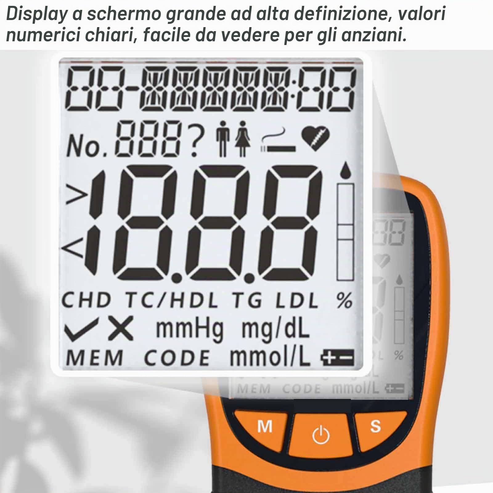Misuratore Rapido Di Analisi Dei Lipidi Nel Sangue Di Livello Professionale, Kit Ufficiale Per Il Test Del Colesterolo Totale Nel Sangue Con 20 Strisce Reattive Per Il Colesterolo, Volume 35μL~40μL