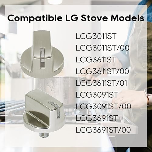Miniatura 5 de Paquete de 5 piezas de repuesto de perilla de control de quemador AEZ73293801, compatible con cocina de gas y estufa LG, perilla de repuesto para