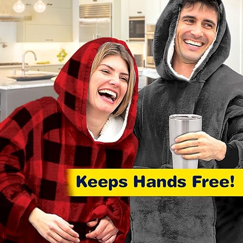 Miniatura 3 de Ontel Huggle - Sudadera con capucha de gran tamaño para hombres y mujeres, sudadera de forro polar suave, capucha gigante, bolsillos y mangas grandes