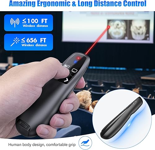 Vista 25 de Presentation Clicker Wireless Presenter Remote Clicker para Presentación de PowerPoint, puntero láser RF 2.4GHz USB PowerPoint Clicker Slide