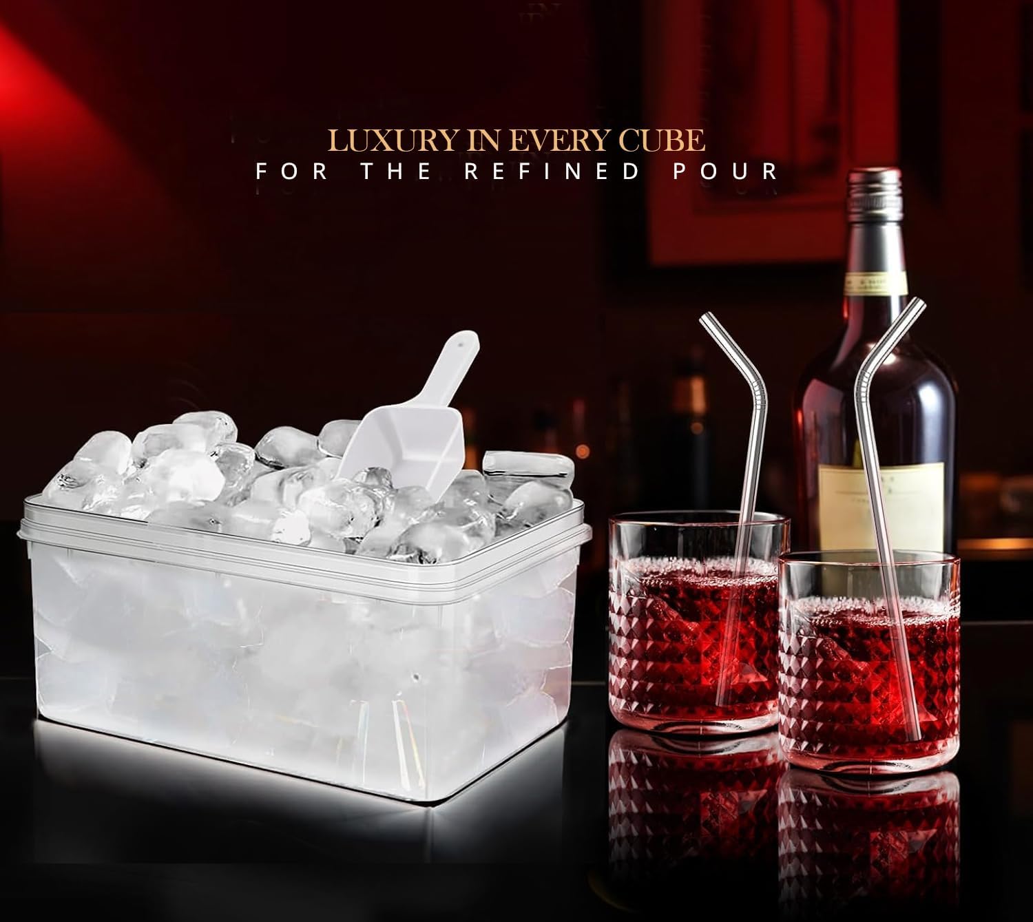 Ice Cube Tray with Lid and Bin – Staable 4 Trays Silicone Plastic