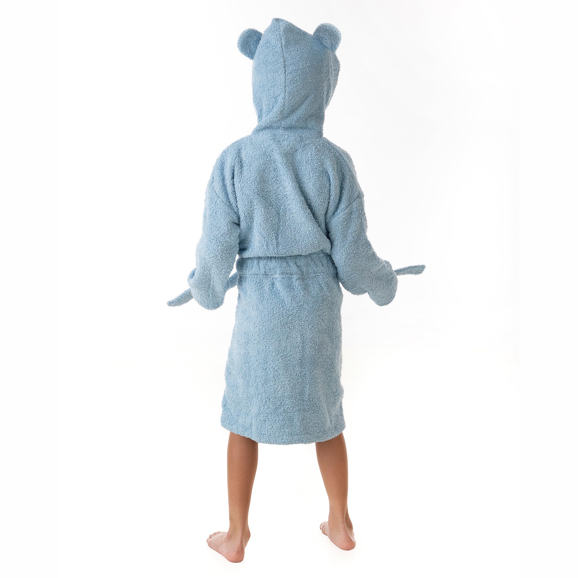LEBENGOOD - Albornoz Niños Niñas unisex, Infantil con Orejas - 100% Algodón OEKO-TEX® - 2 Bolsillos, Cinturón, Capucha, Albornoces e Niño niña, adolescente