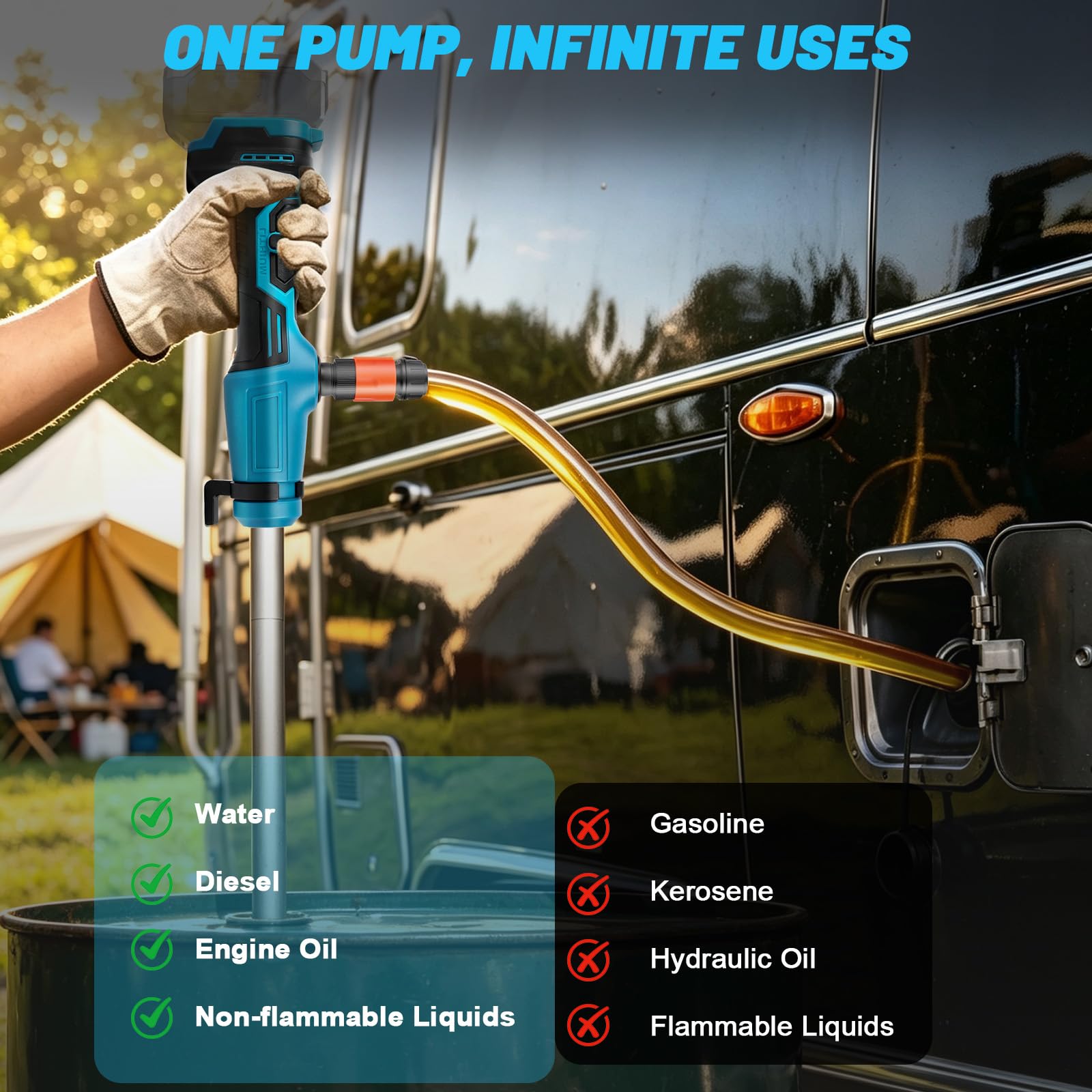Akku Regenfasspumpe Wasserpumpe kompatibel mit Makita 18V Akku