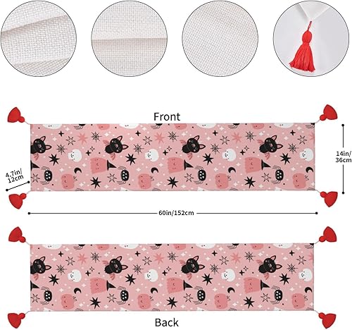 Vista 25 de Christmas Table Runner 60 Inches Long Fall Table Runner for Dining Table Christmas Decorations Coffe Table Runner with Tassels Kitchen & Table