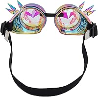 Vista 103 de Gafas caleidoscopio para raves trippy psicodélico steampunk con lentes de cristal de difracción de prisma arcoíris Negro