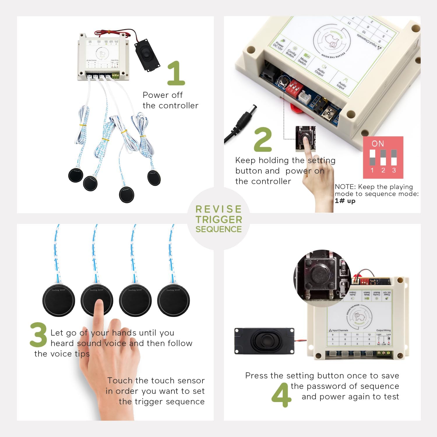 Escape Room Game Touch Sensor Props Touch in Correct Sequence to Unlock Real Life Adventure Game Props