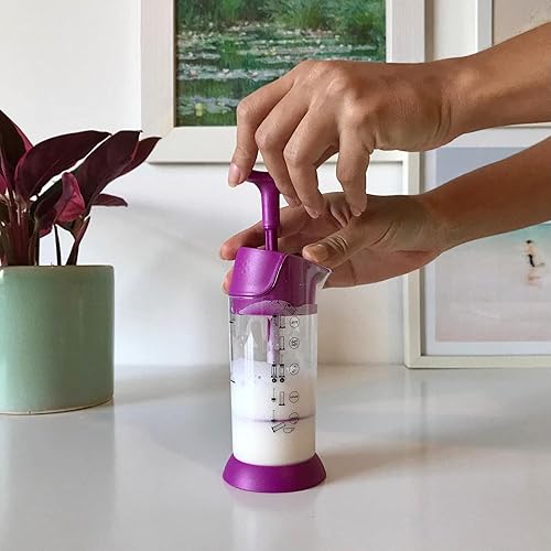 Miniatura 2 de Pressca Espumador de leche, espumador de leche de plástico de mano con soporte, pequeño y portátil, espumador de leche apto para microondas para