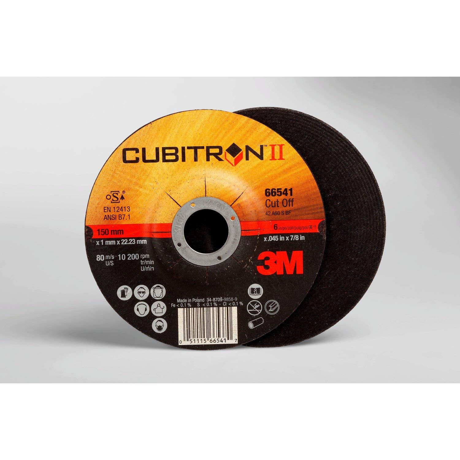 3M Cubitron II CutOff Wheel, 66541, T27, 6 in x .045 in x 7/8 in Industrial