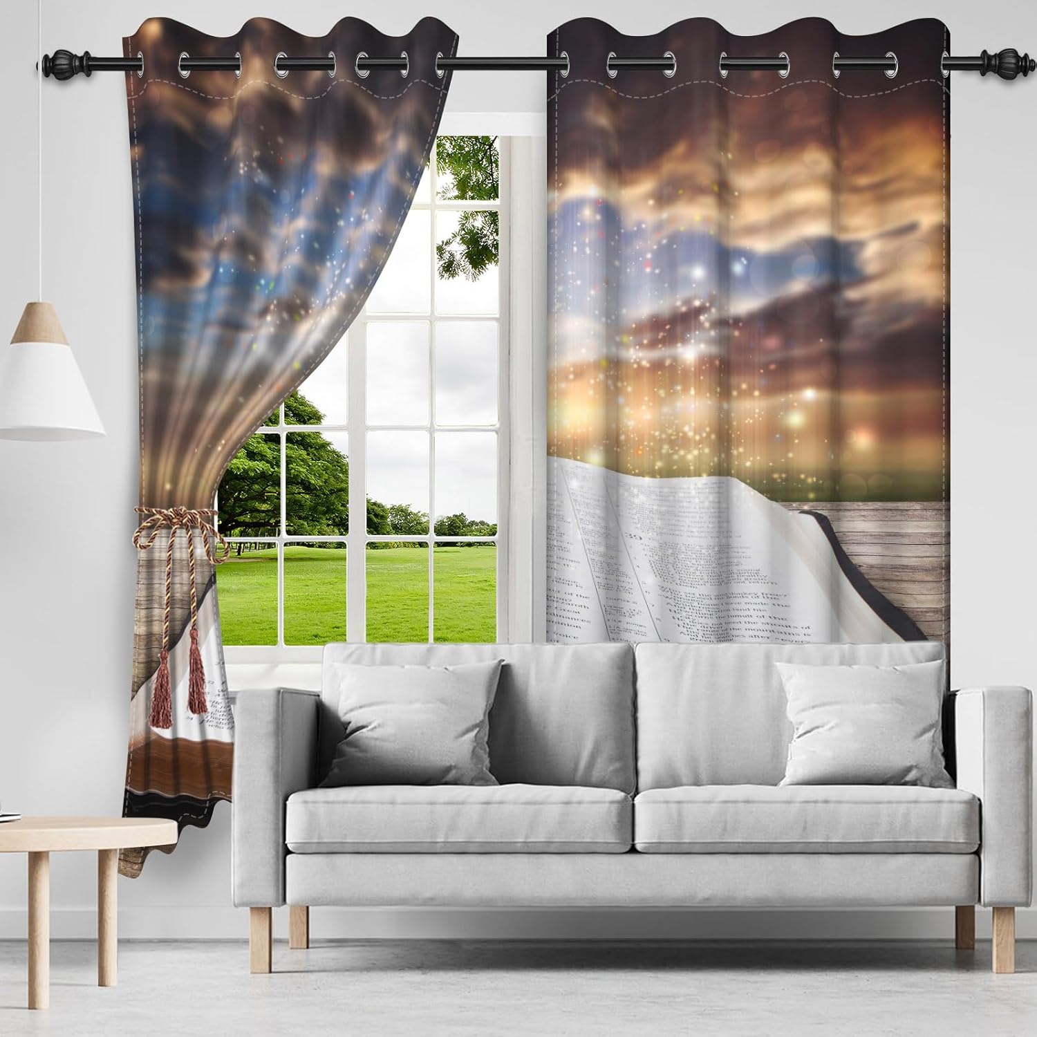 Holy Bible Blackout Curtains Resurrection of Jesus Window Curtains Jesus Christ Cross God Bless Christianity Easter Church Christmas Christian Window Treatments Room Decor,42x84 inch,2 Panels