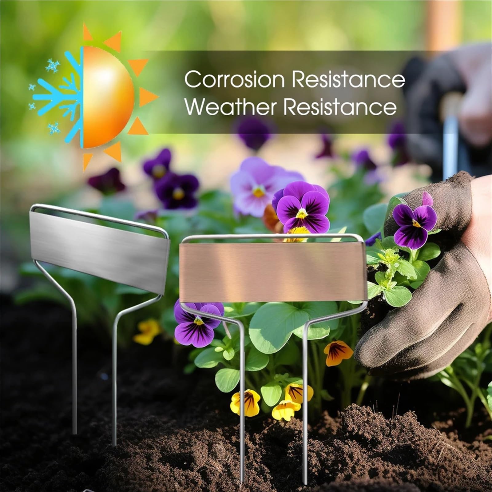 Pflanzenschilder Metall-Gartenpflanzen-Etikettenpfähle, 6/8/10 Zoll, Kupfer-Pflanzenetiketten, Einsätze, Schild, wetterfeste Markierung, Gartenarbeit, Blumen, Kräuter