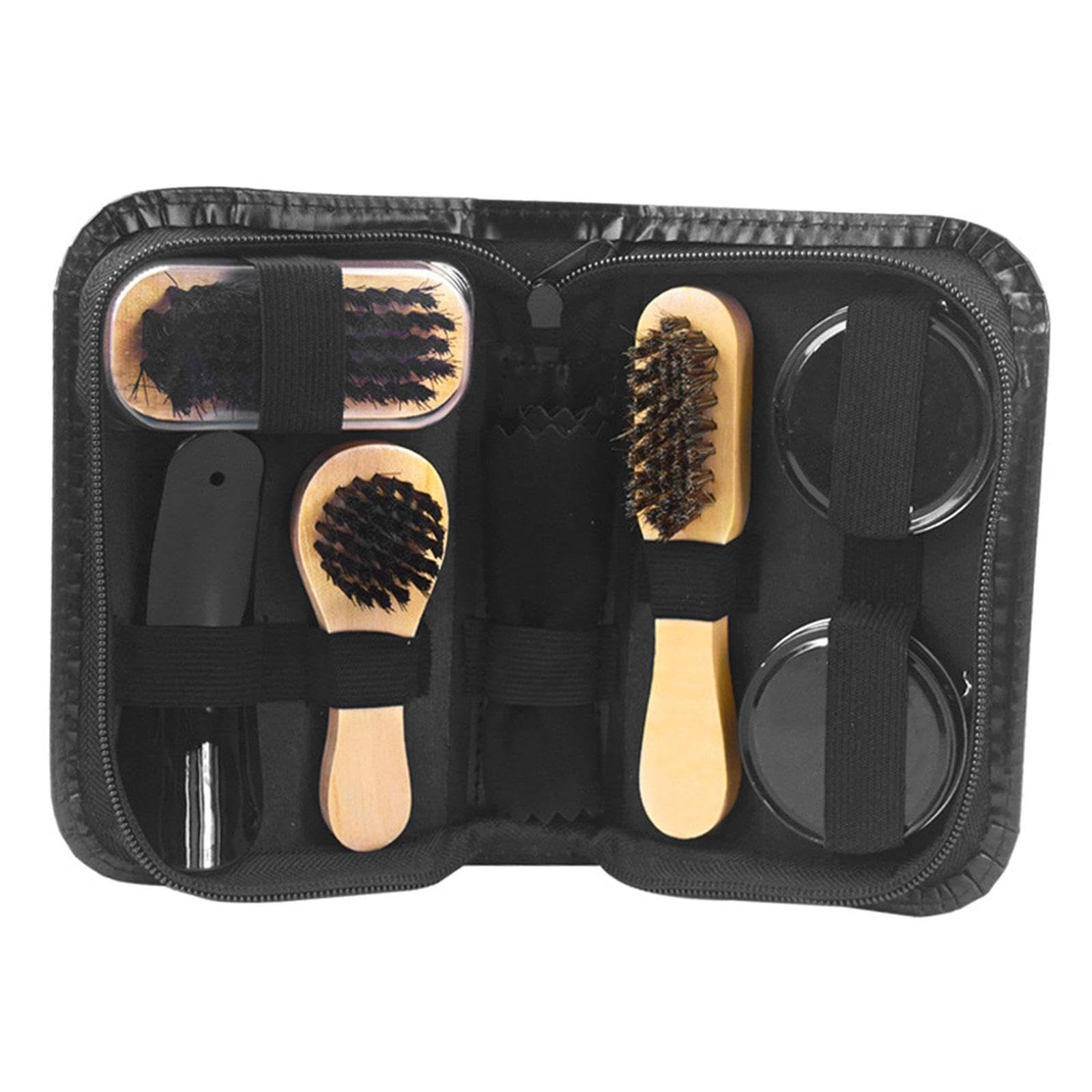 Lederpflege set Schuhputzset Schuhbürsten Schuhcreme Schuhanzieher Aufbewahrungstasche Multifunktion für Schuhpflege Lederwarenreparatur