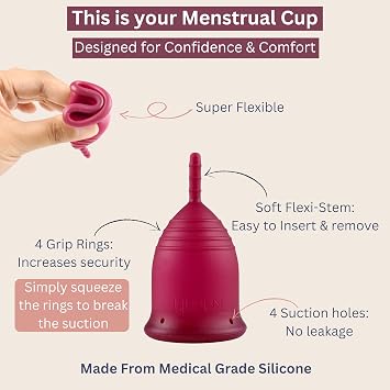 knoah Reusable Menstrual Cup with Sterilising Cup | Tampon, Pad, and Disc Alternative
