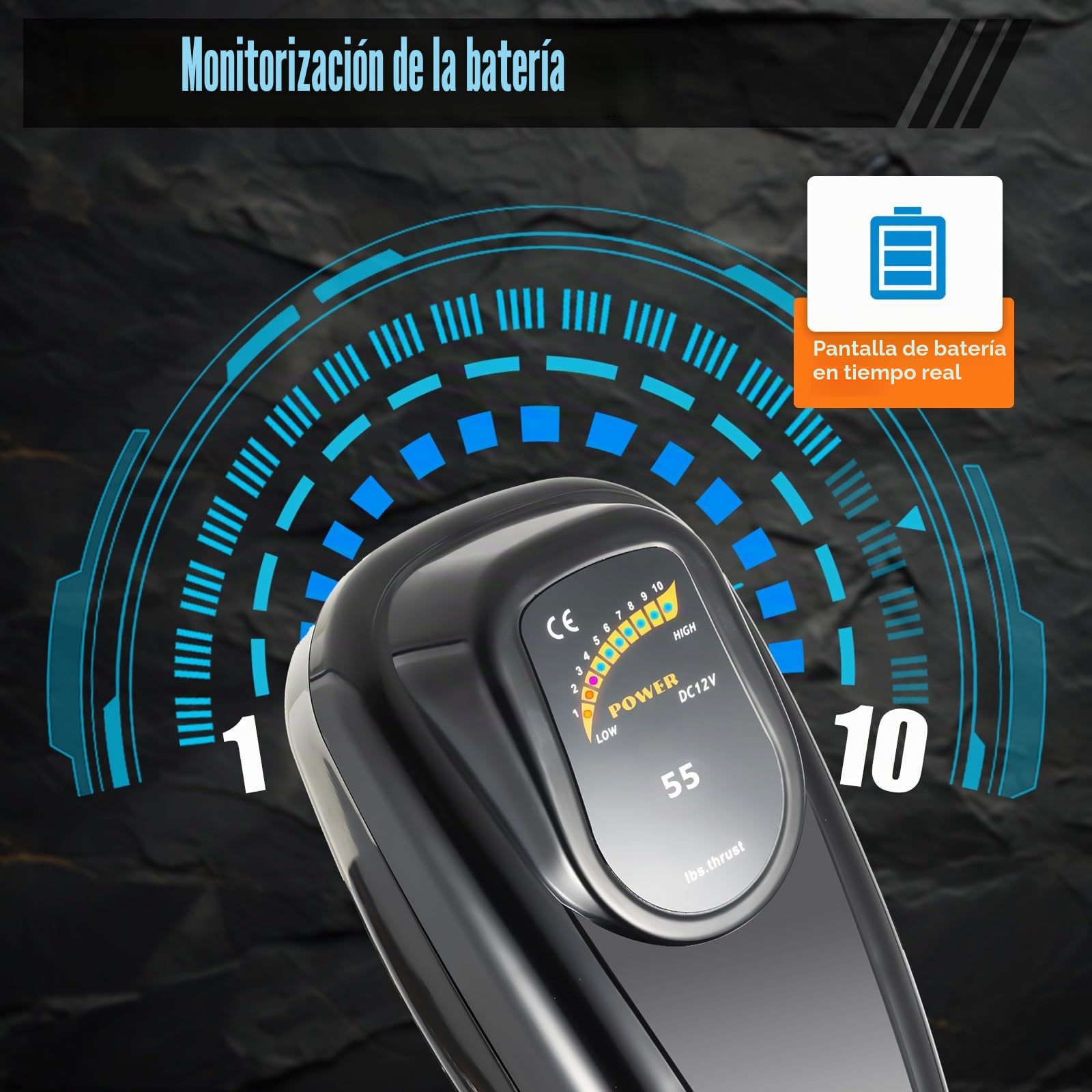 MINRS Motor eléctrico fuera de borda, 624 W, 55 libras, 12 V, 5 adelante + 3 atrás, altura regulable en altura para barcos con una longitud de no más de 4 m, un ancho de no más de 5 m