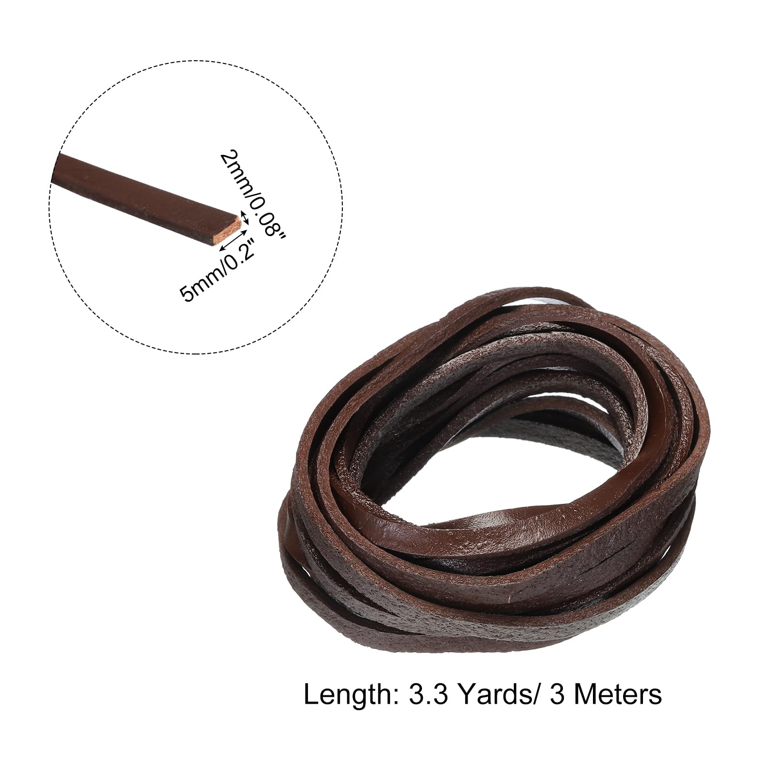 Cordoncino Piatto In Pelle Marrone Scuro – 3,3 M X 5 Mm, Per Braccialetti, Borse E Artigianato Fai-da-te